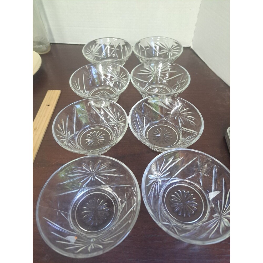 Set Of 8 Vintage Anchor Hocking EAPC Star Of David Dessert Bowls
